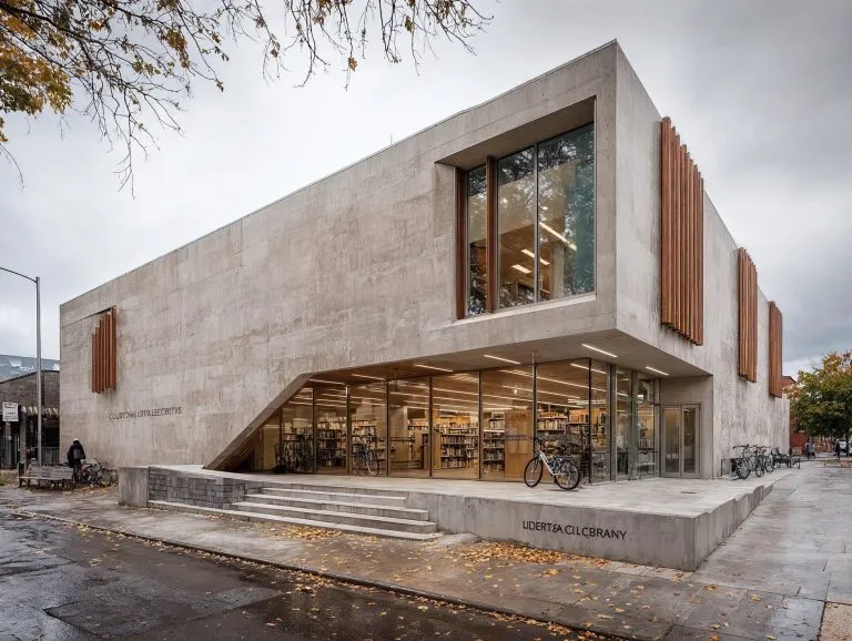 Contemporary Community Library Architecture with Realistic Urban Models ...
